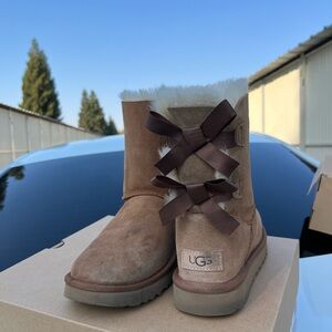 UGG Tan Boots with Dark Brown Bows